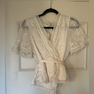 Lulus white floral blouse